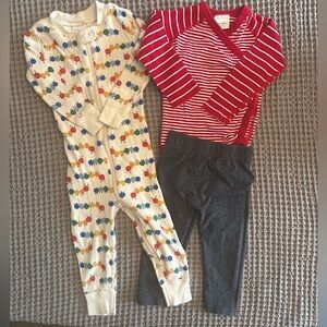 Hanna Andersson 3pc Caterpillar Sleeper Stripe Kimono Bundle Sz 12-24m